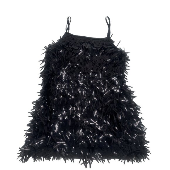 Little Black Mini Dress short Sequins size 8,NewYears Eve, flapper Gatsby gothic - Picture 2 of 12